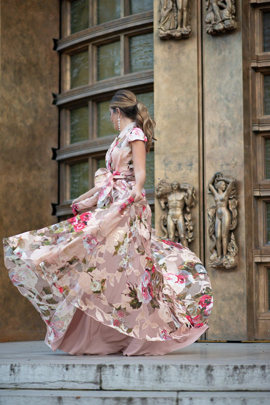 Robe longue du soir Izamal fleuris - Maison Lou