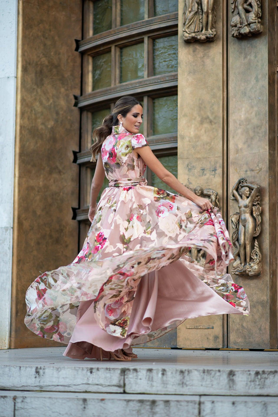 Robe longue du soir Izamal fleuris - Maison Lou