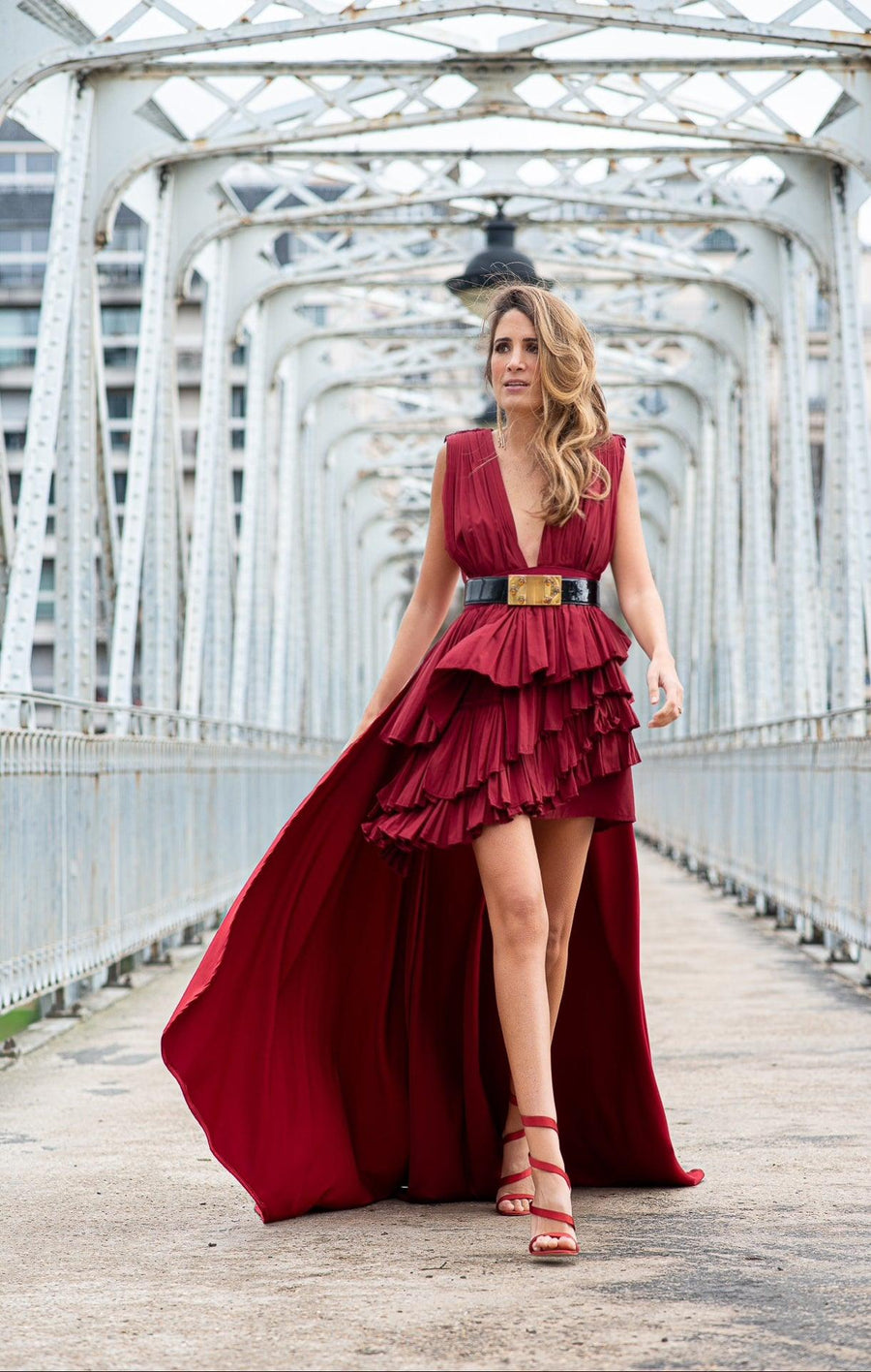 Robe Sabrine bordeaux asymetrique - Maison Lou