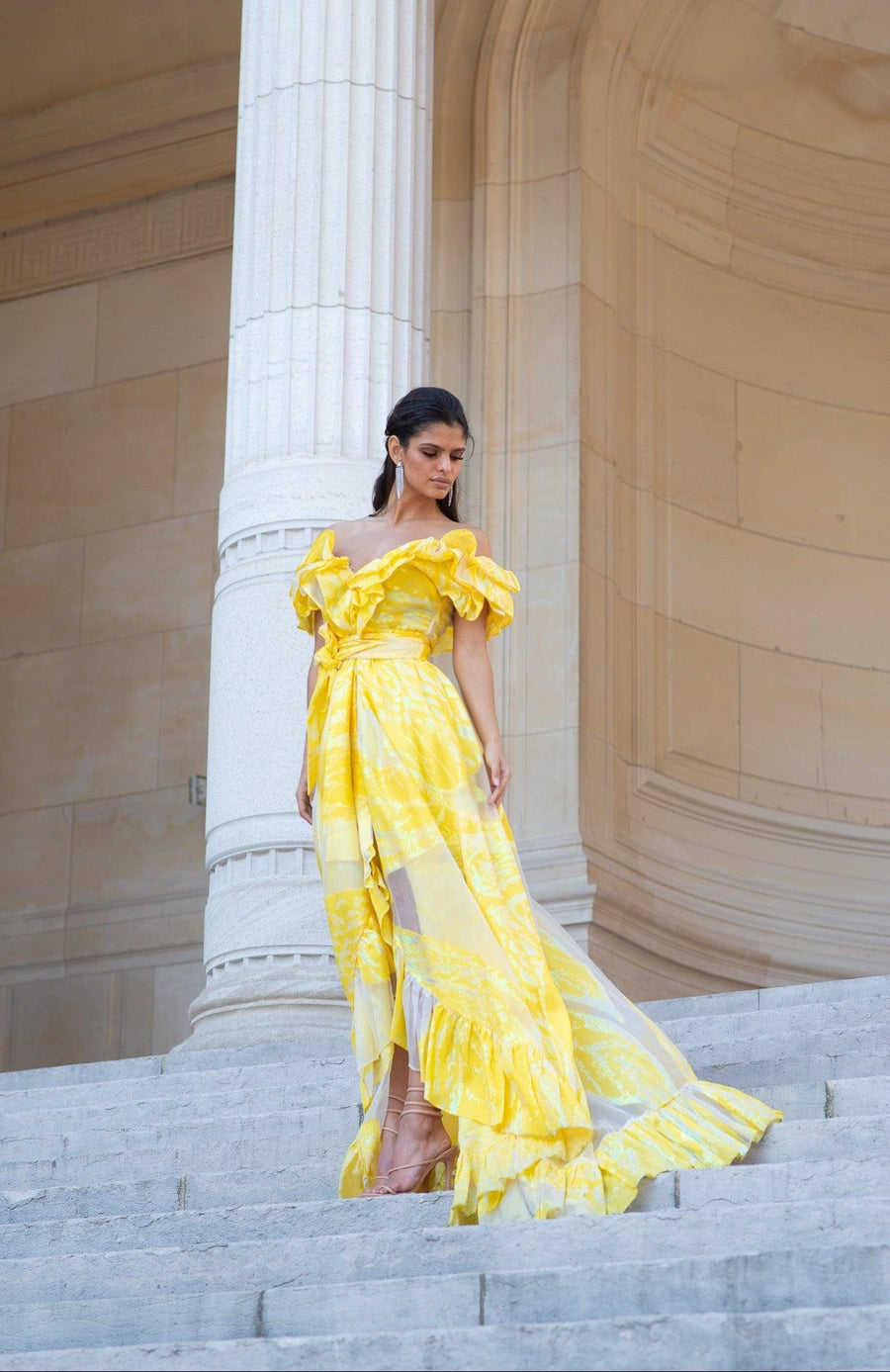 Robe longue du soir Ortiz jaune - Maison Lou