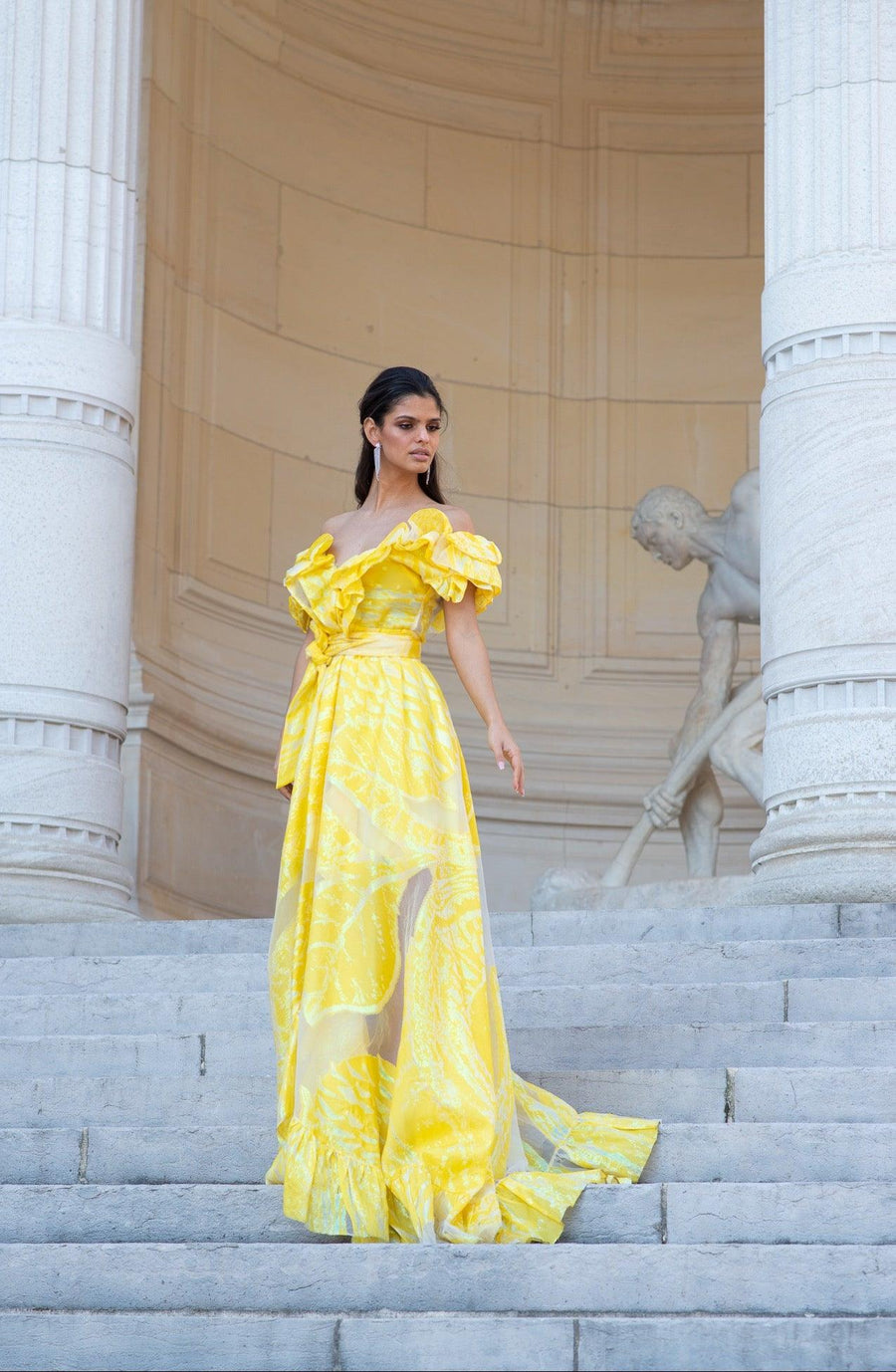 Robe longue du soir Ortiz jaune - Maison Lou