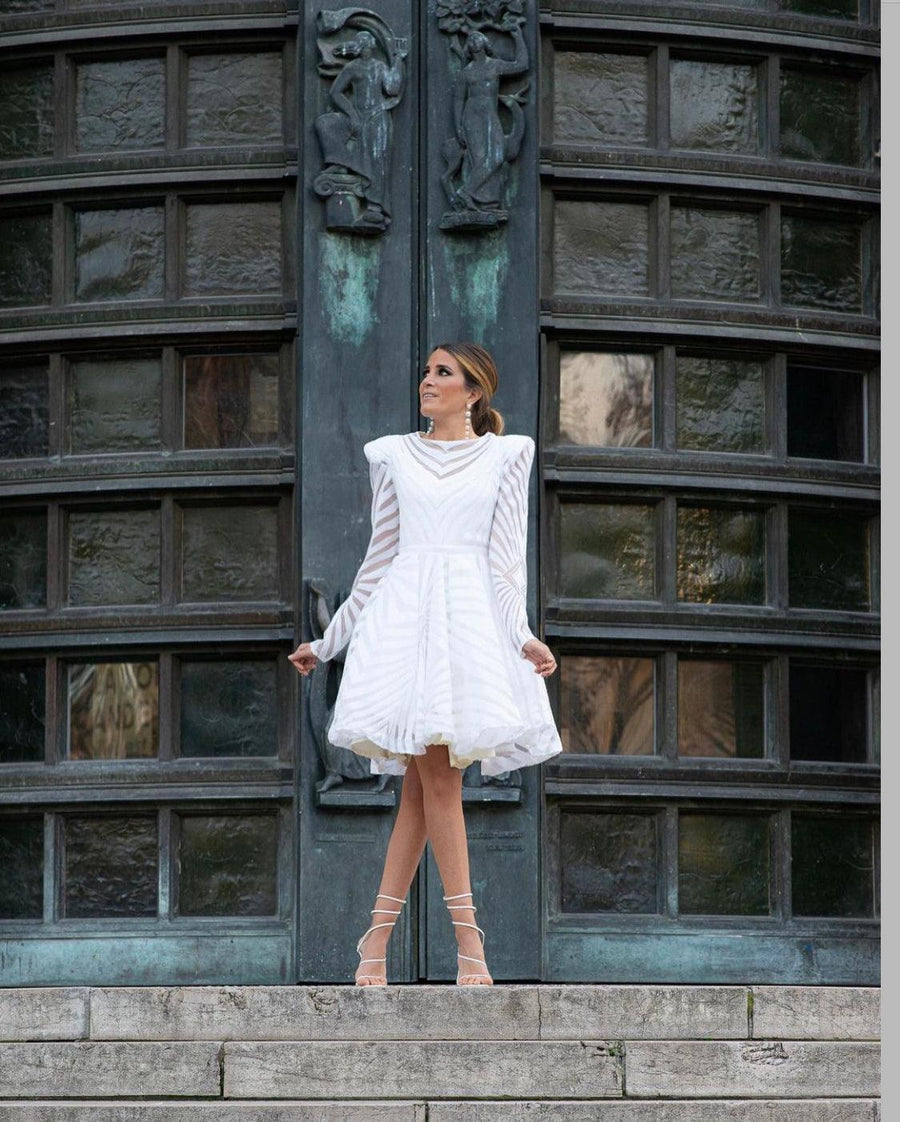 Robe Minelli à sequins blanc - Maison Lou