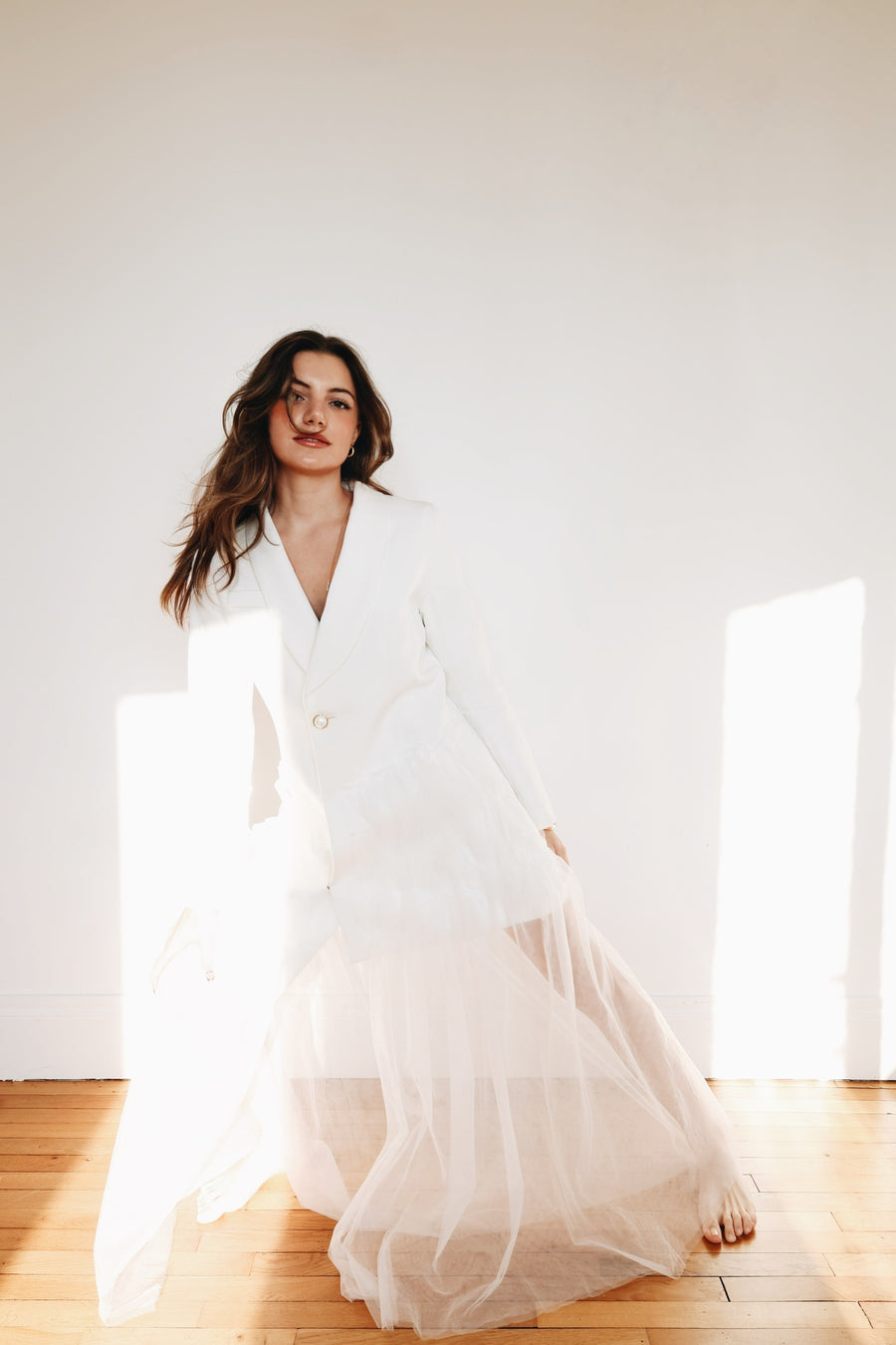 Robe smocking  tulle blanc