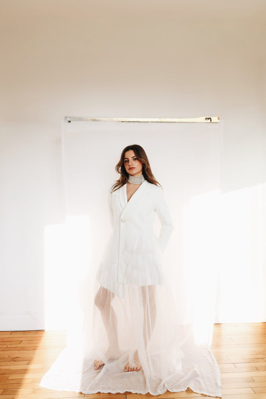 Robe smocking  tulle blanc