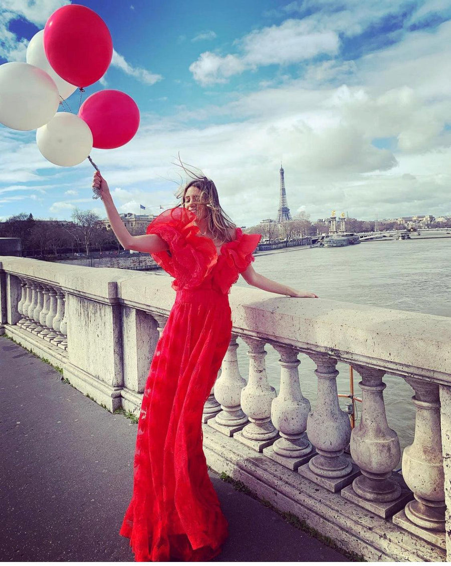 Robe Merida plumetis rouge - Maison Lou