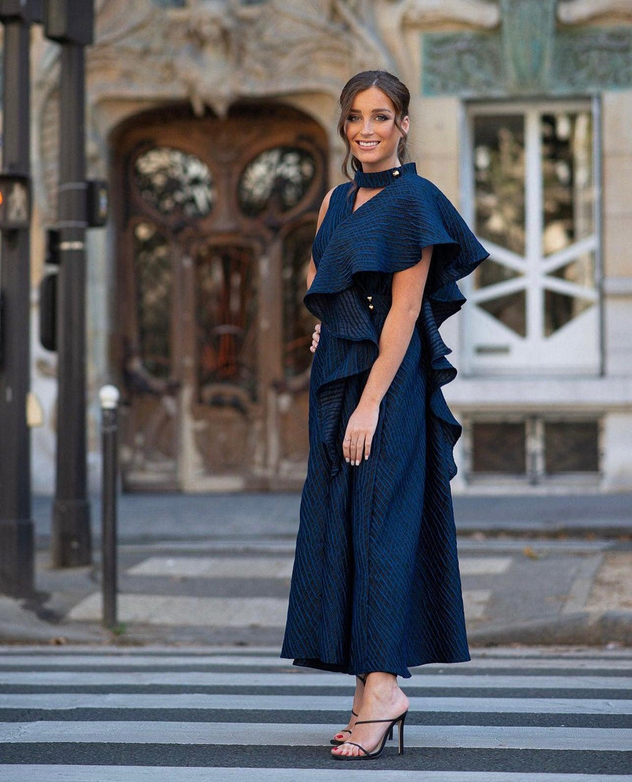 Robe Mikado bleue - Maison Lou