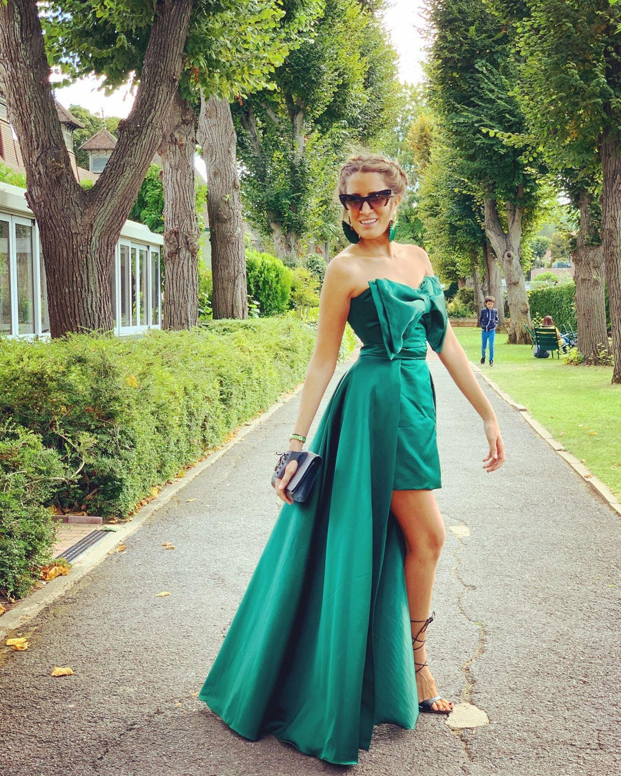 Robe du soir verte Alexia Maria à sur-jupe amovible - Maison Lou