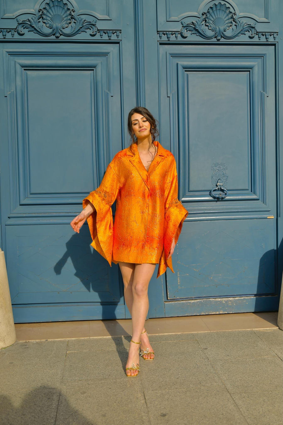 Robe Salomé jacquard orange - Maison Lou