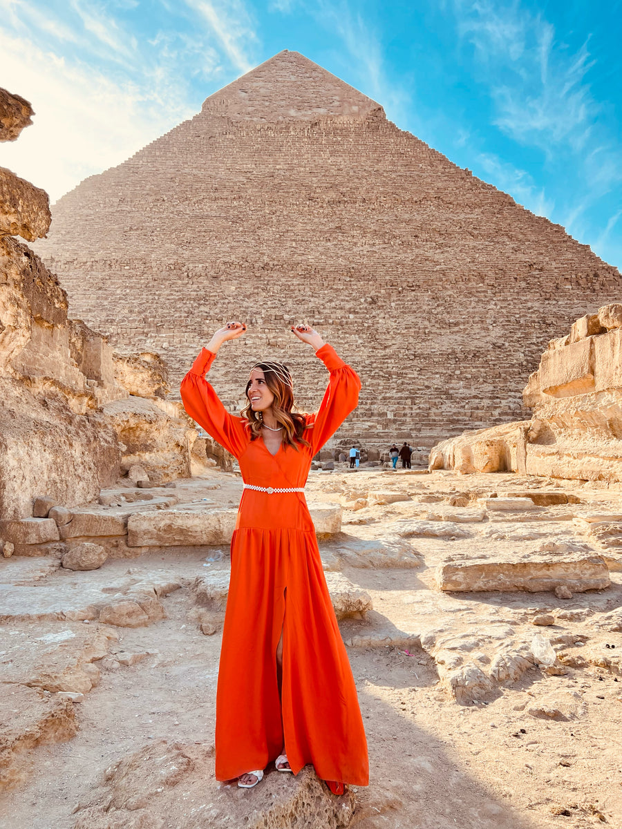 Robe en crêpe de soie orange - Maison Lou