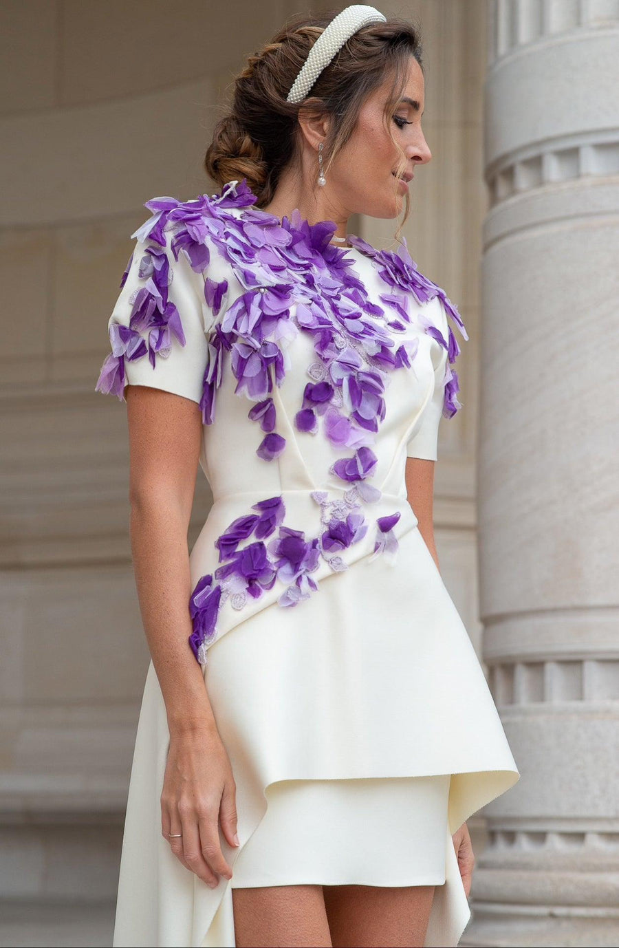 Robe asymétrique pétales violets - Maison Lou