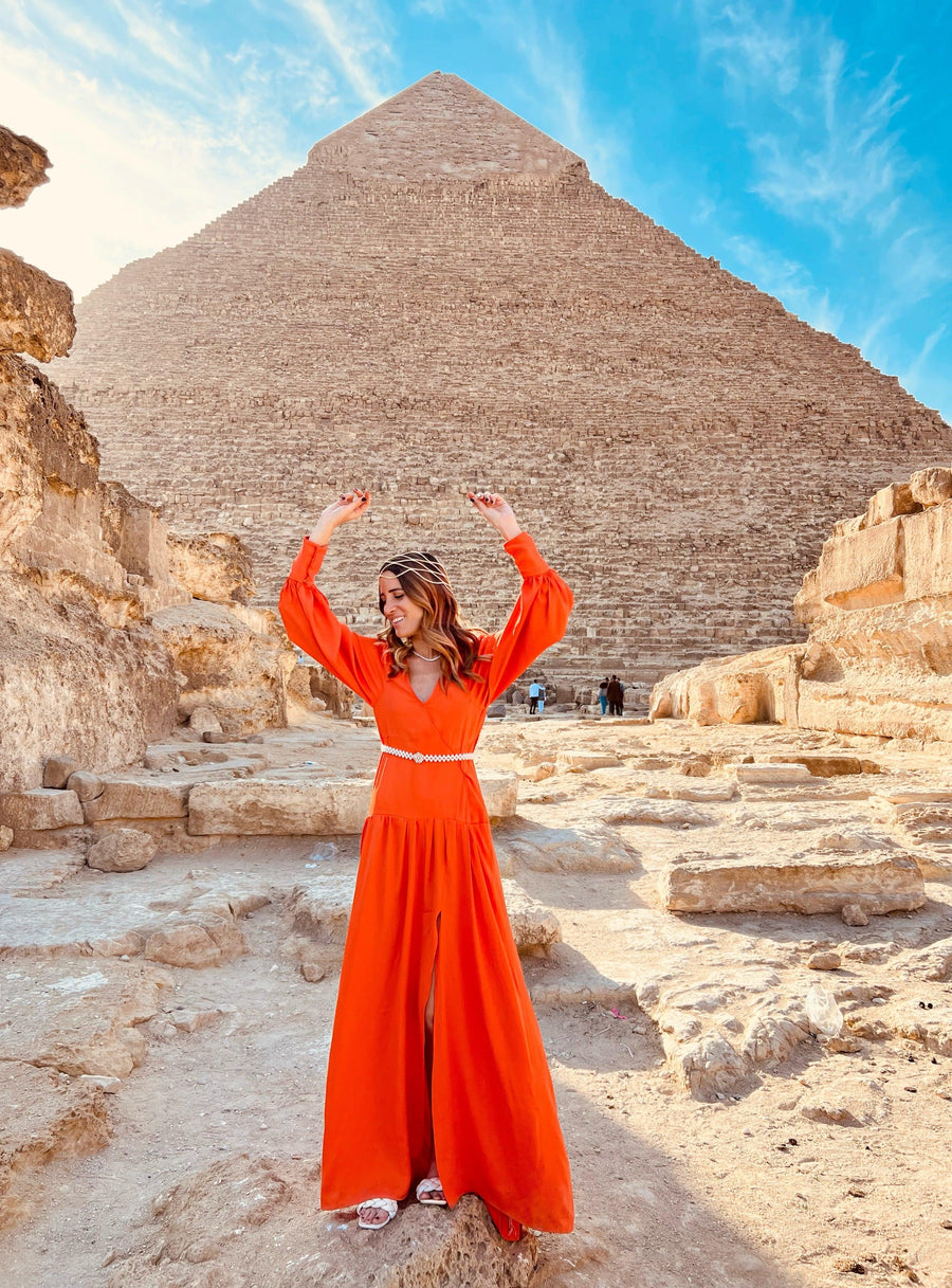 Robe en crêpe de soie orange - Maison Lou