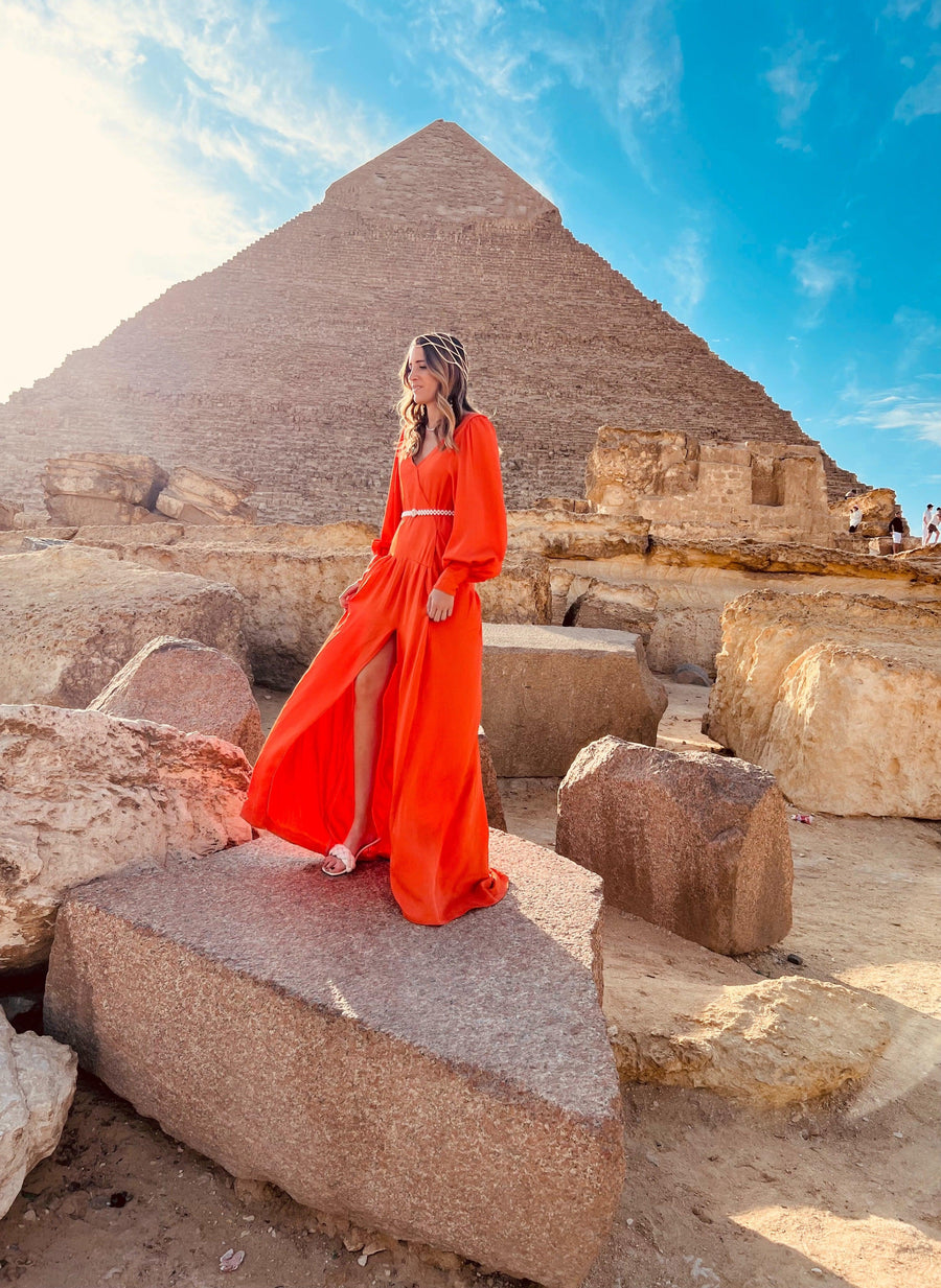 Robe en crêpe de soie orange - Maison Lou